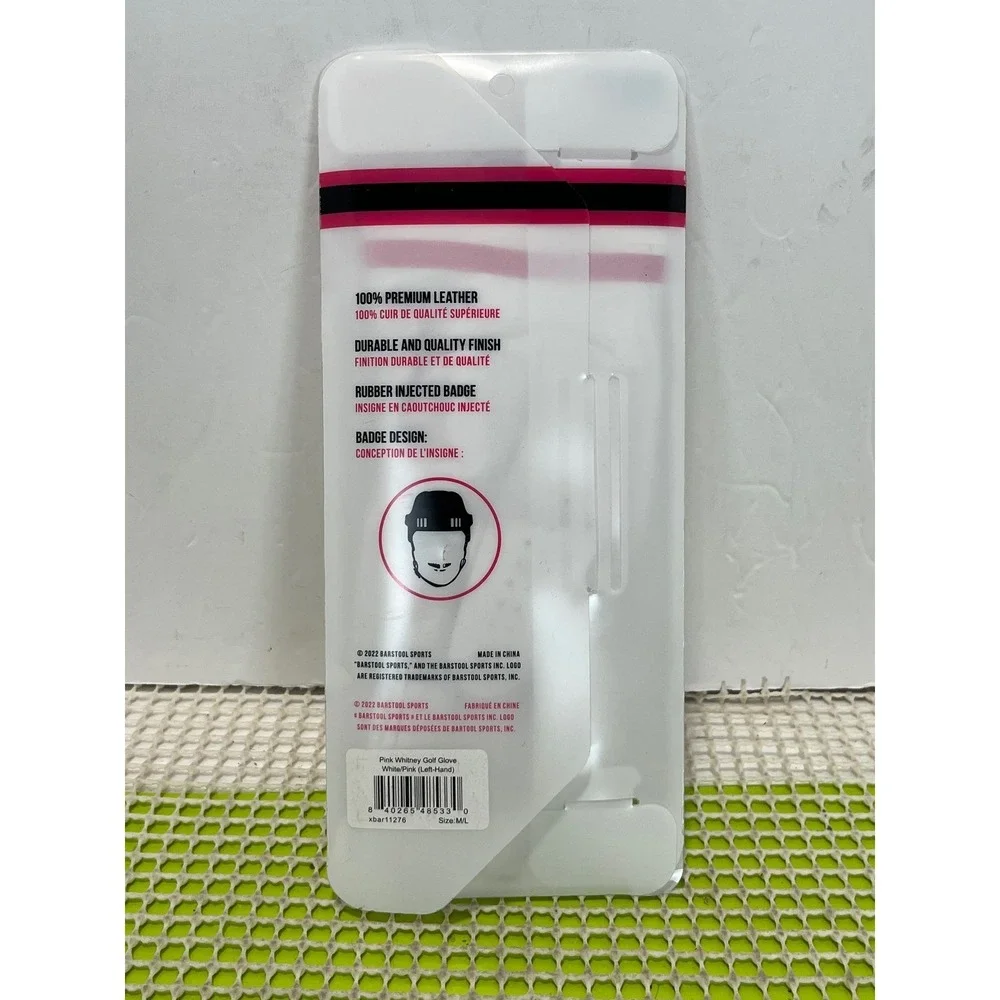 Barstool Sports Pink Whitney Golf Glove White Pink Leather Left Hand M/L NEW